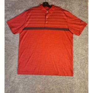 Callaway Mens Opti-Dri Golf Polo Shirt Orange Striped Performance Size Large